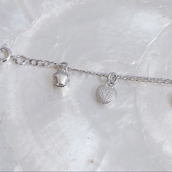 Sterling Silver 925 Hearts Bell Baby Bracelet 5.25” - Picture 4 of 10